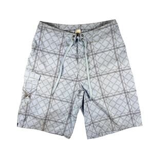 Reef Board Shorts Mens 32 Blue AOP Logo All-Over Print Y2K Surfing Swim Trunks